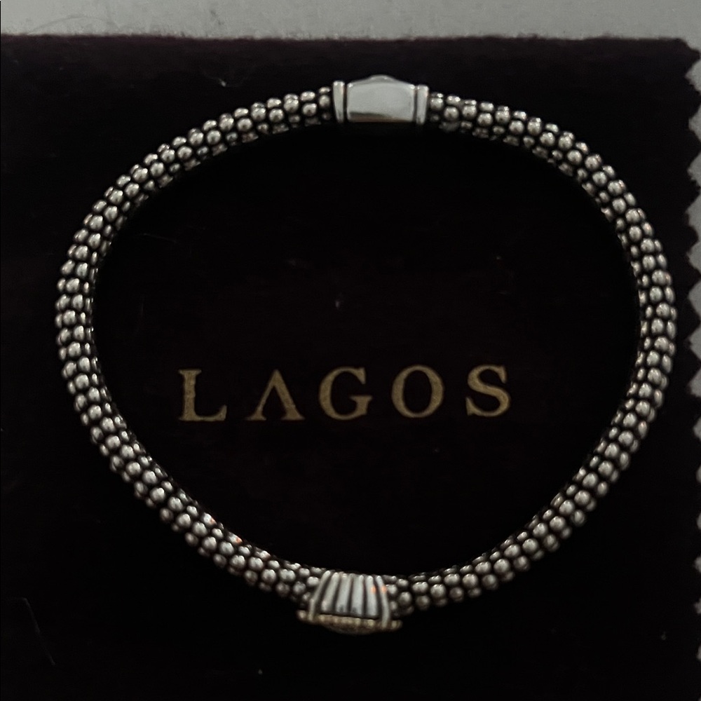 LAGOS Silver, Pave Diamond and 18k gold  Beaded Bracelet
